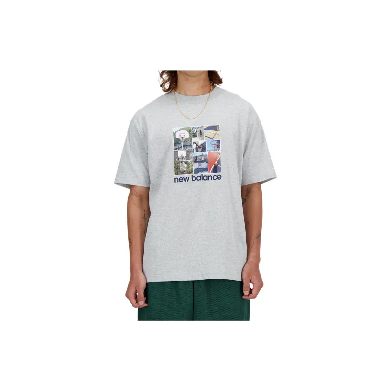 New Balance Hoops Graphic T Shirt Men's Gray-2