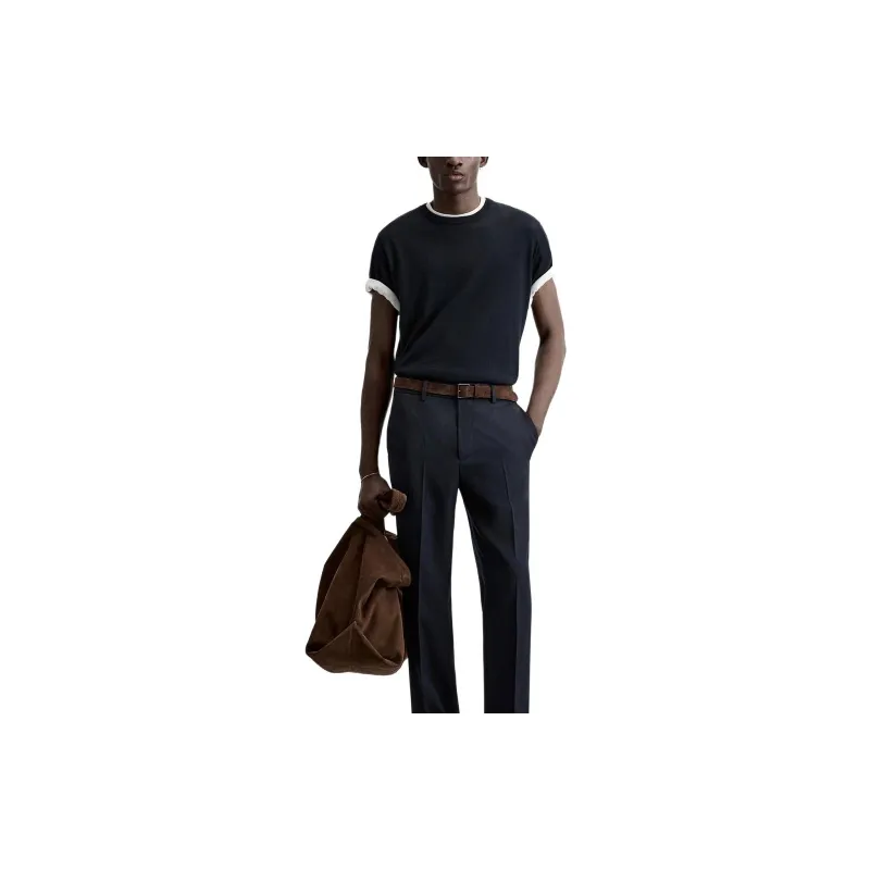 ZARA T Shirts Men Sea Blue-2