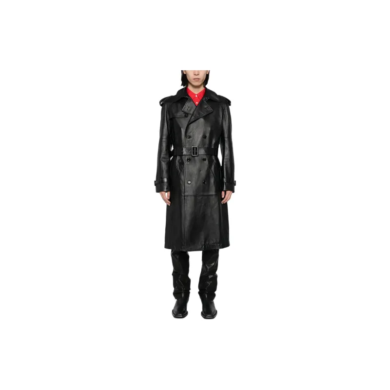 MOSCHINO Belted Leather Trench Coat-1