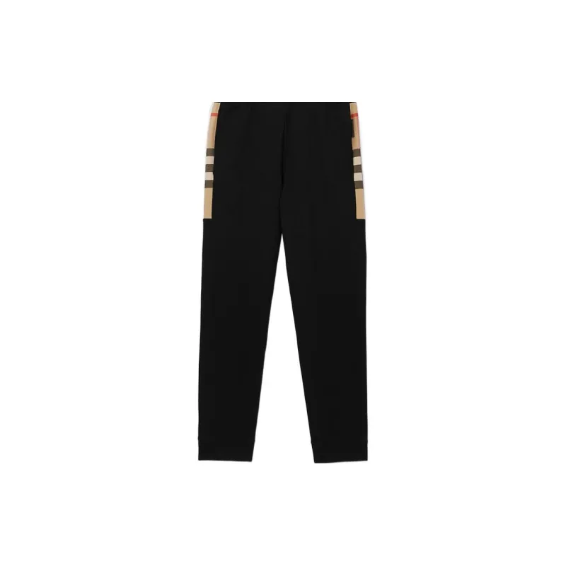 Burberry Milo Cotton Blend Check Panel Sweatpants-5
