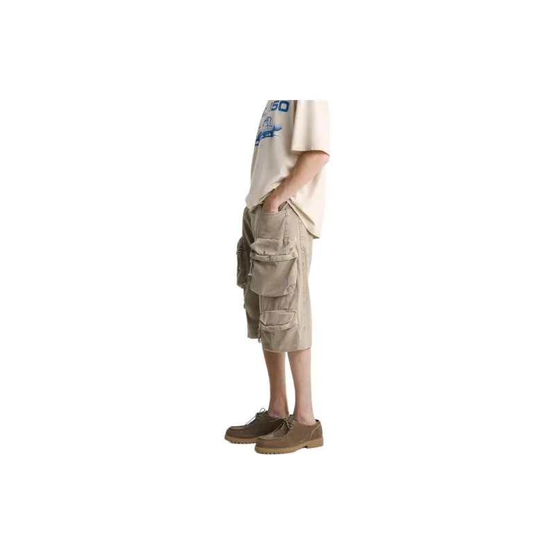 ZARA Cargo Shorts Men Light Brown Yellow-4