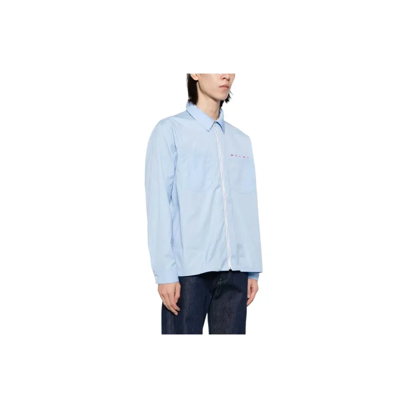 MARNI Logo Printed Long Sleeved Zipped Shirt-3