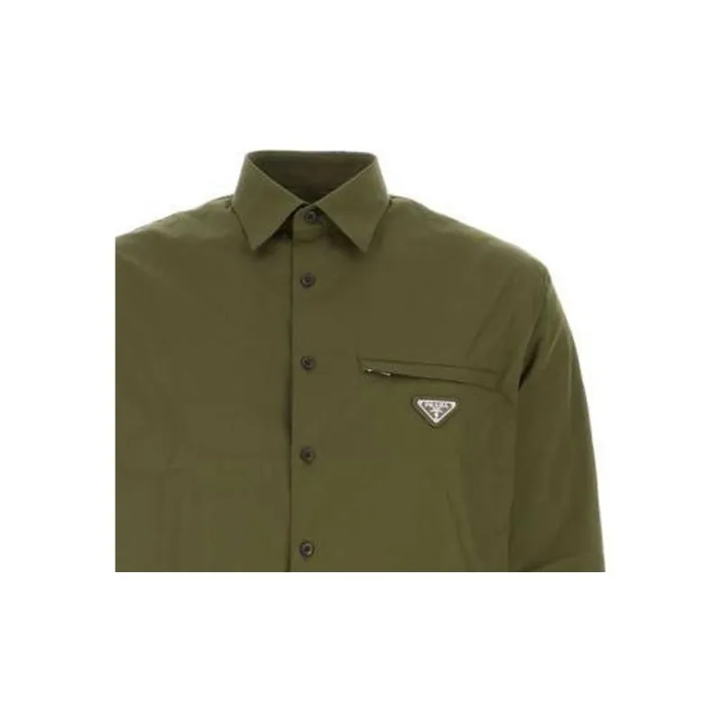PRADA Logo Plaque Long Sleeved Shirt-5