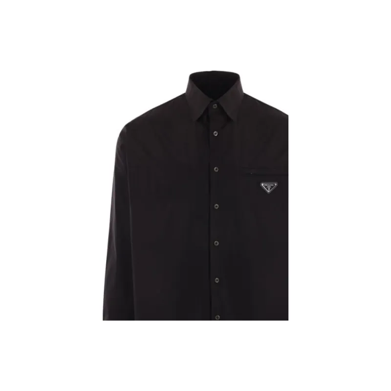 PRADA Logo Plaque Long Sleeved Shirt-2
