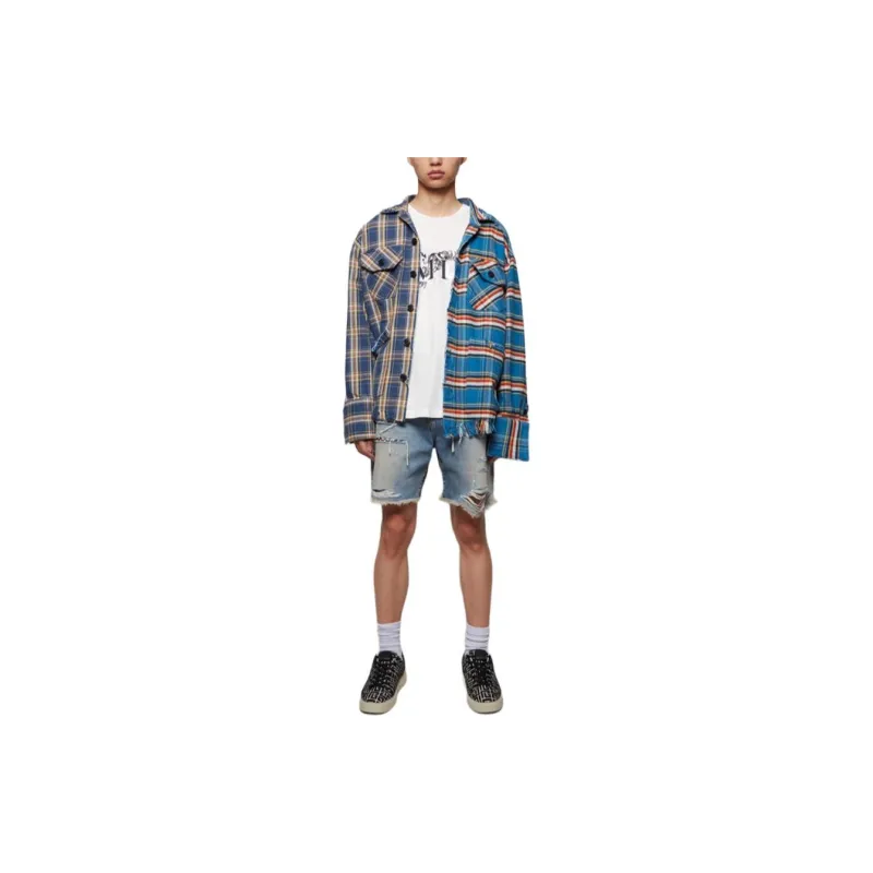 GREG LAUREN Shirts Men Blue Gray-1