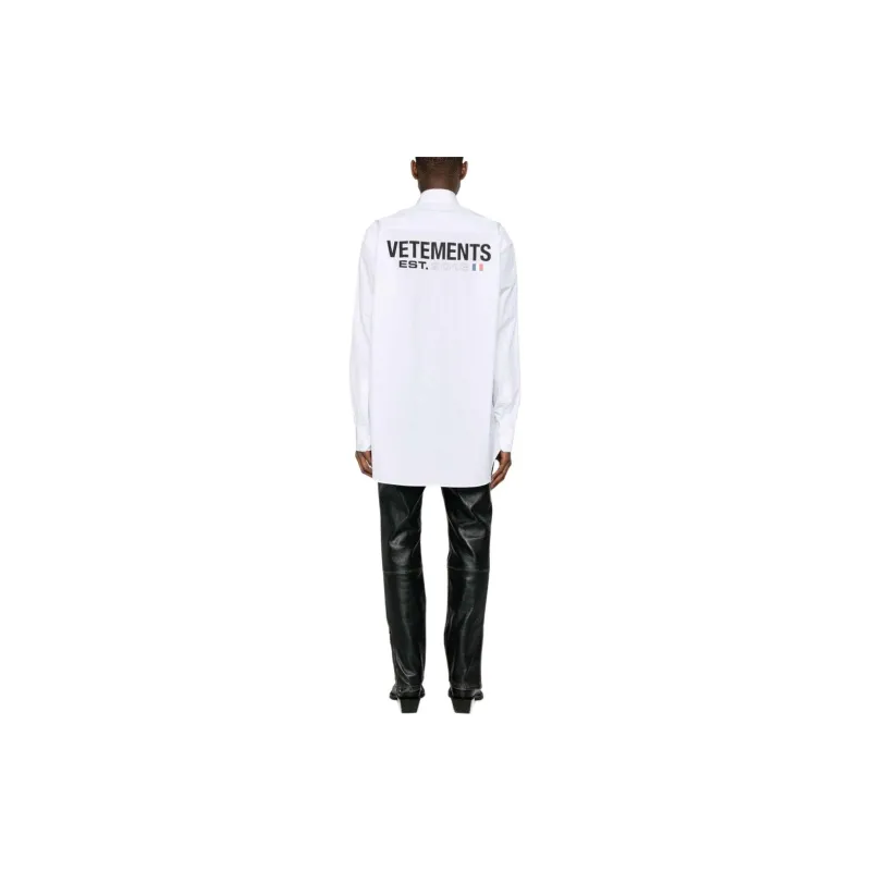 Vetements Logo Detailed Striped Oversize Shirt-4