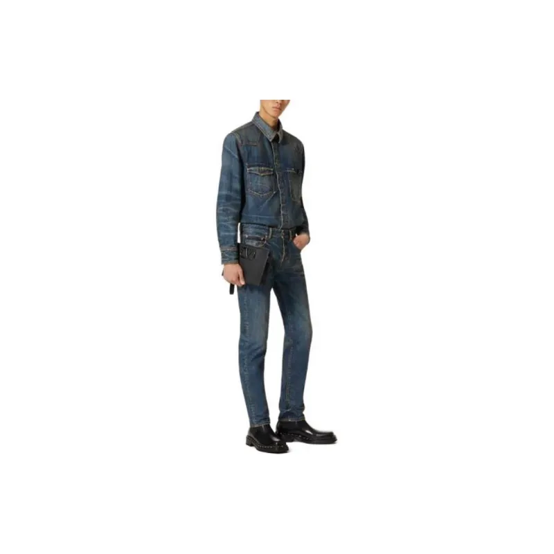 Valentino Logo Patch Mid Rise Jeans-4