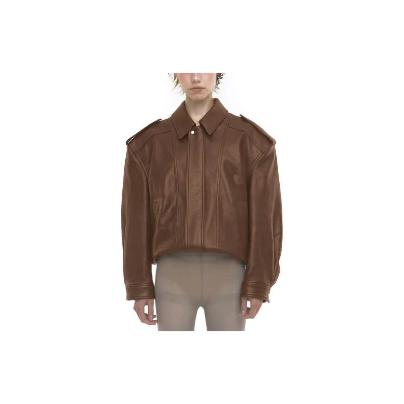 OSOI FW23 Leather Jacket Unisex Brown-3