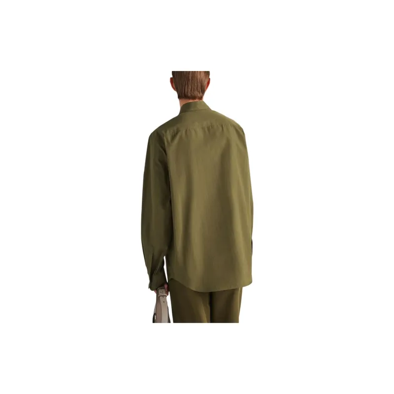 PRADA Logo Plaque Long Sleeved Shirt-7