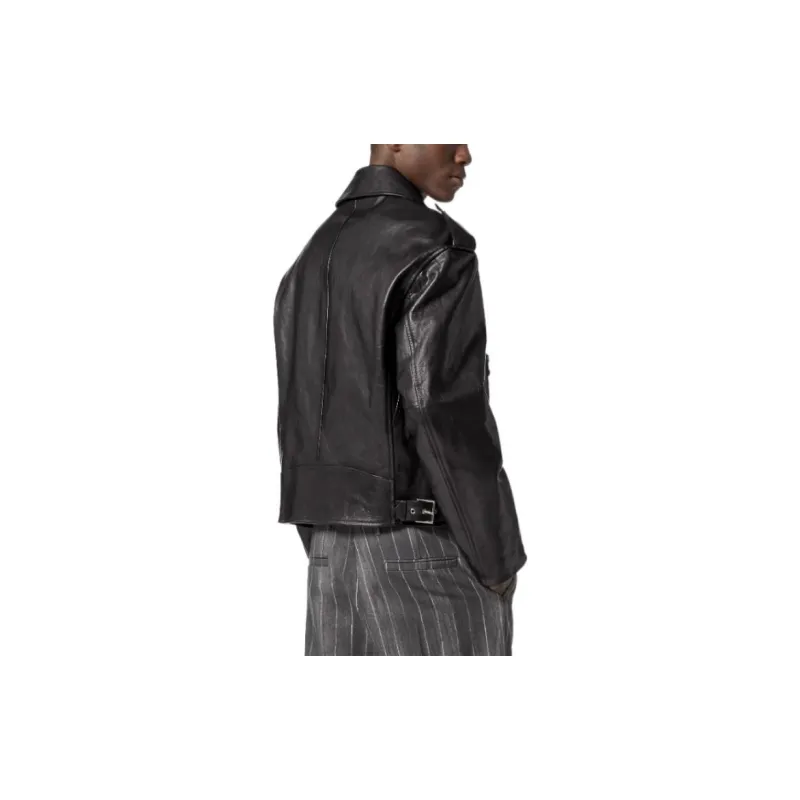 VERSACE Leather Jackets Men Black-3