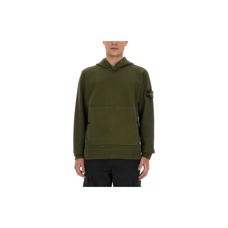 STONE ISLAND Logo Patch Long Sleeved Hoodie-2