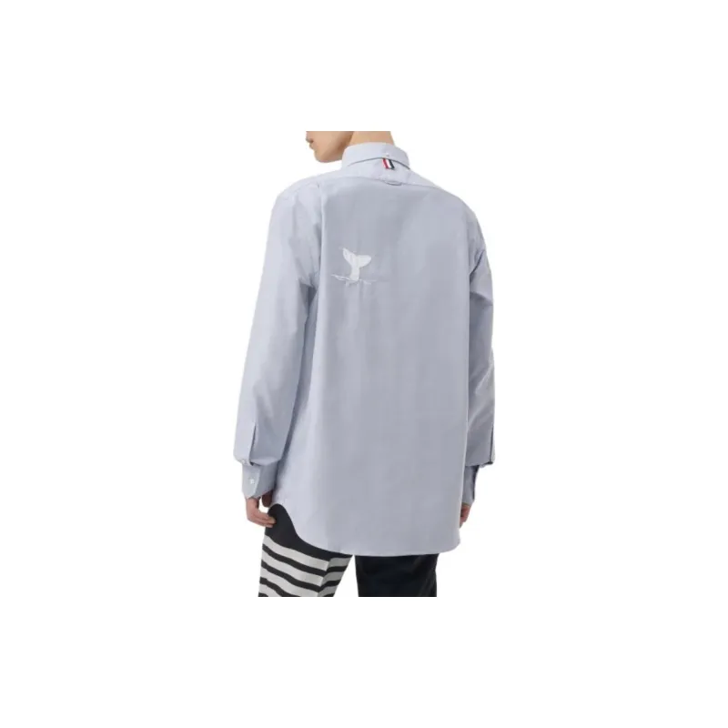 THOM BROWNE THOM BROWNE FW23 Early Autumn Collection Shirts Men Light Blue-3