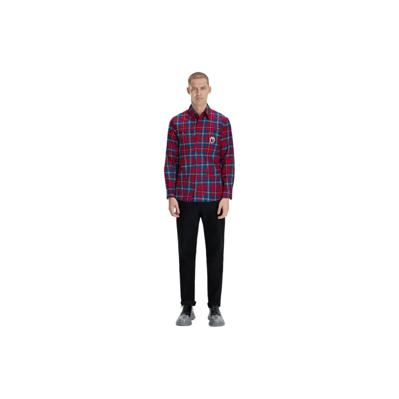 GUCCI Tartan Skunk Patch Shirt-1