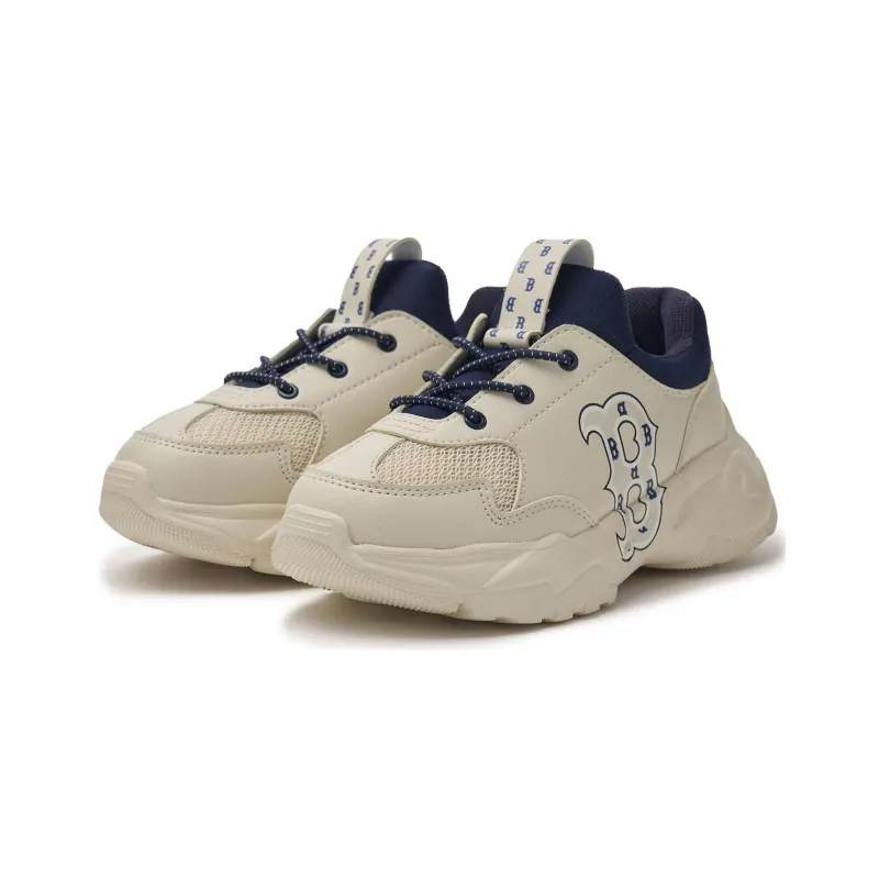 MLB Big Ball Chunky Boston Red Sox Anti Slip Wear Resistant Low Top Kids Lifestyle Shoes Beige Blue Teenagers-2