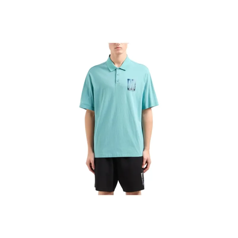 ARMANI EXCHANGE SS24 Polo Shirt Men's Lake Green-1