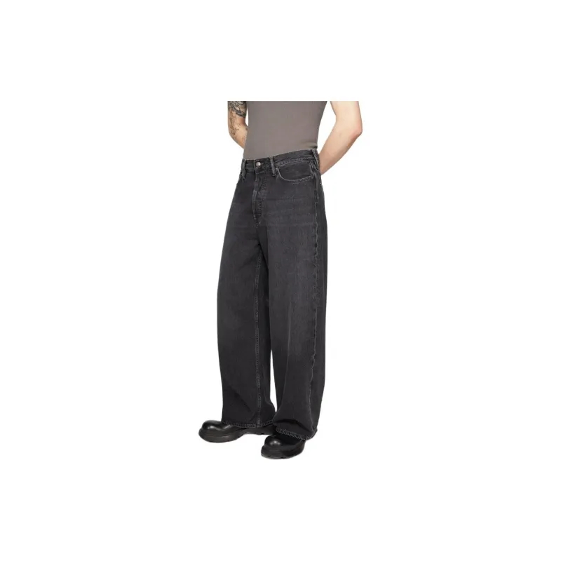 Acne Studios Logo Patch Wide Leg Jeans-3