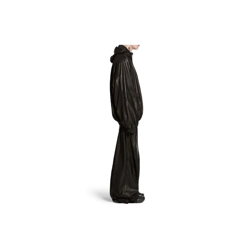 Balenciaga Leather Jacket Loose Fit Style Unisex Black-6