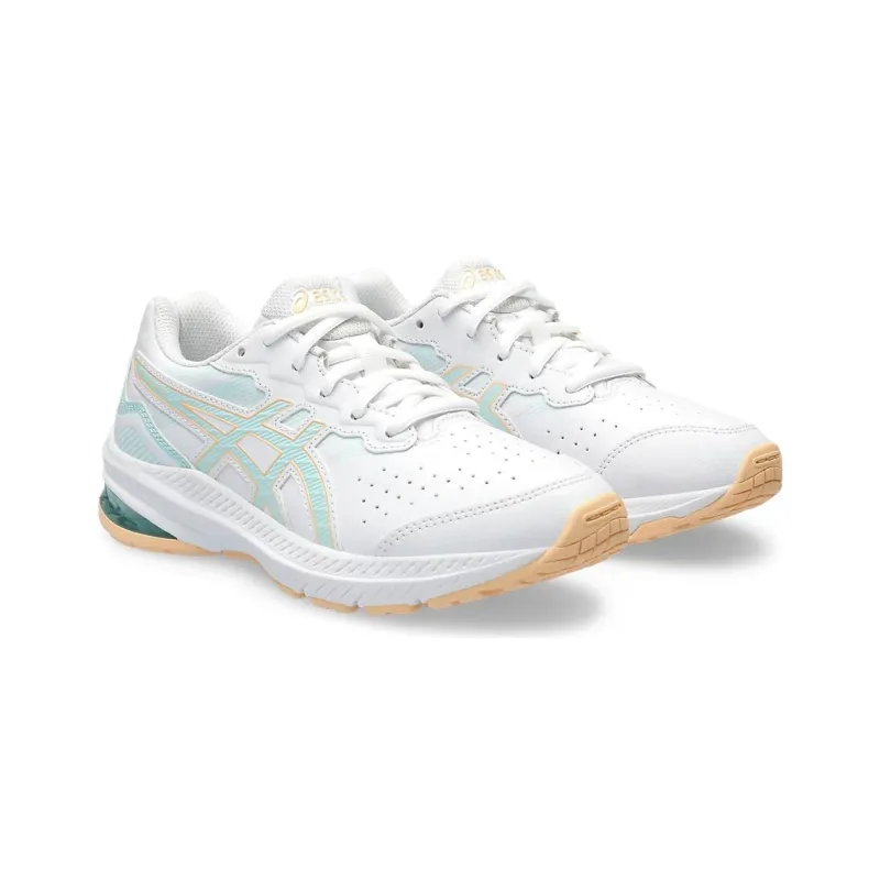 Asics GT 1000 Leather 2 Abrasion Resistant Breathable Low Top Kids' Running Shoes White Green Teenagers-2