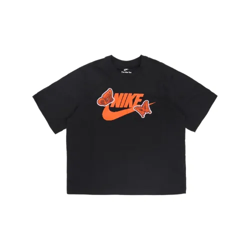 Nike Women'ss Logo Print Sporty Breathable T-Shirt Black