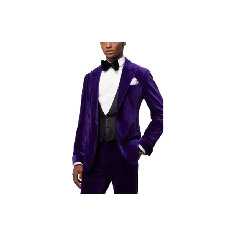 Polo Ralph Lauren Kent Hand-Tailored Velvet Jacket Business Suits Coats Men's Purple-2