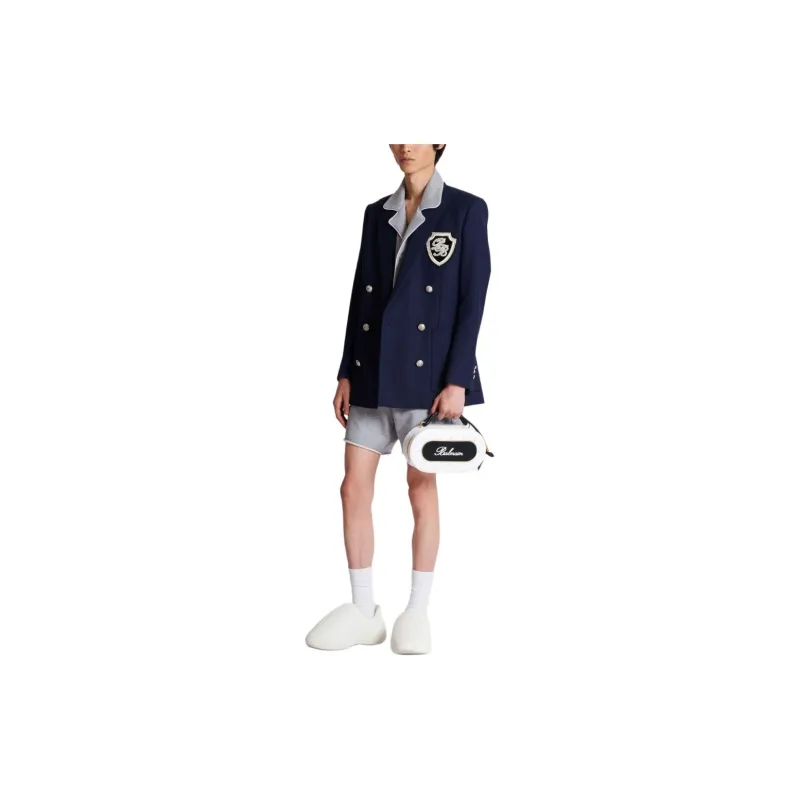 BALMAIN Monogram badge Virgin wool Blazer-3