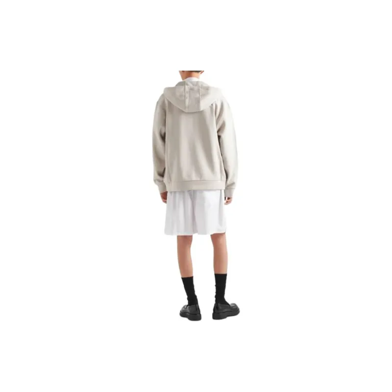 PRADA Cotton And Cashmere Hoodie Jackets Coats Men's Chalk White-2