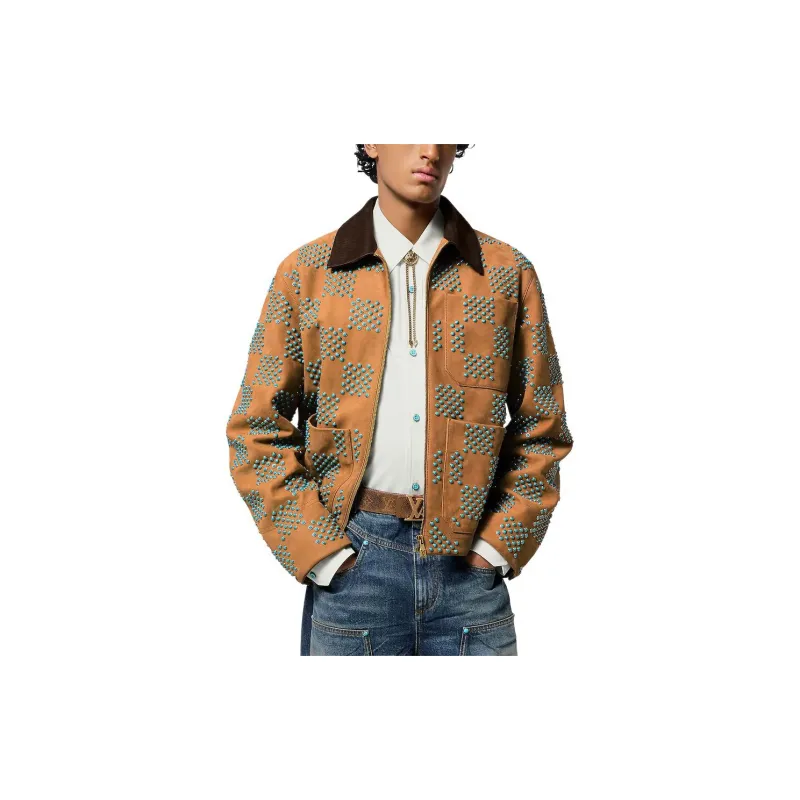 LOUIS VUITTON Embellished Nubuck Workwear Jacket-3