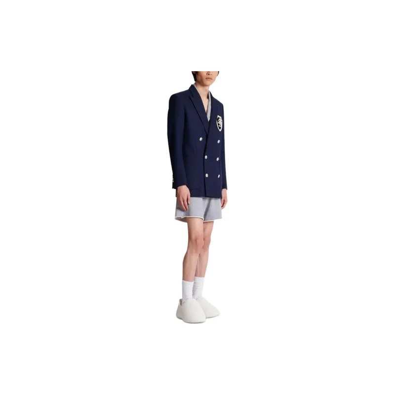 BALMAIN Monogram badge Virgin wool Blazer-4