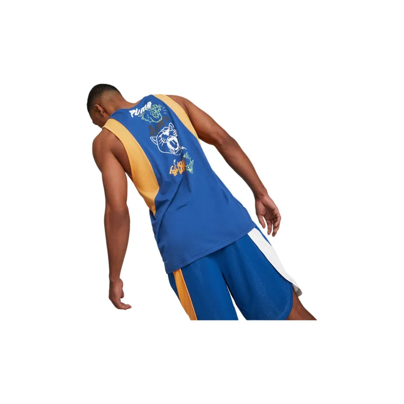 PUMA Basketball Jersey Men's Blue Citrus Orange-2