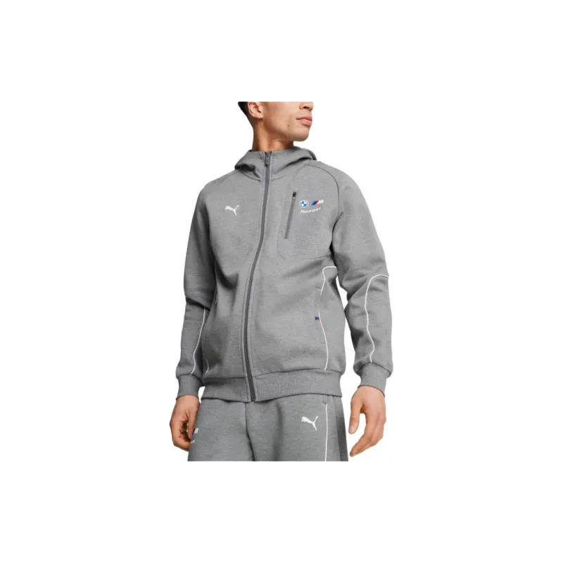 PUMA BMW M Motorsport SS24 Hooded Sweat Jacket Jackets Coats Men's Gray-3