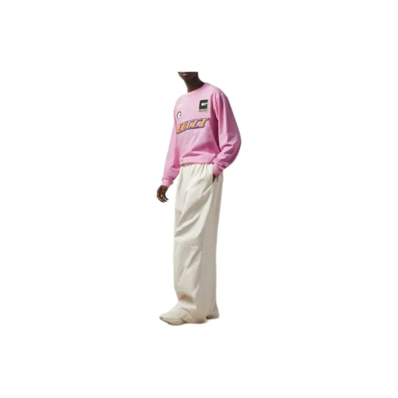 GUCCI Knitted Cotton Long Sleeved T-Shirt Sweatshirt Men's Pink-1