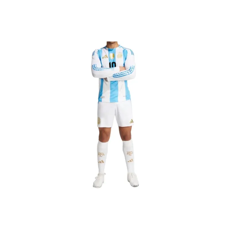 Adidas Free Shipping With AdiClub Argentina 24 Long Sleeve Messi Home Authentic Jersey-4