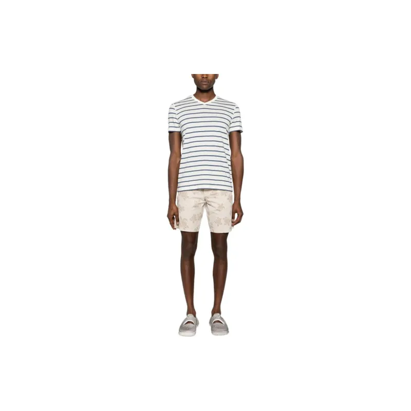 Majestic Filatures Striped V neck T shirt-1