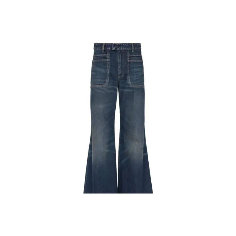BALMAIN Logo patch Wide leg Jeans-3