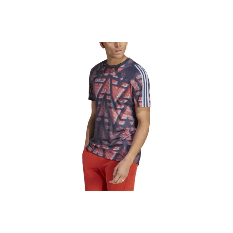 Adidas T-Shirts Men Blue Red-3