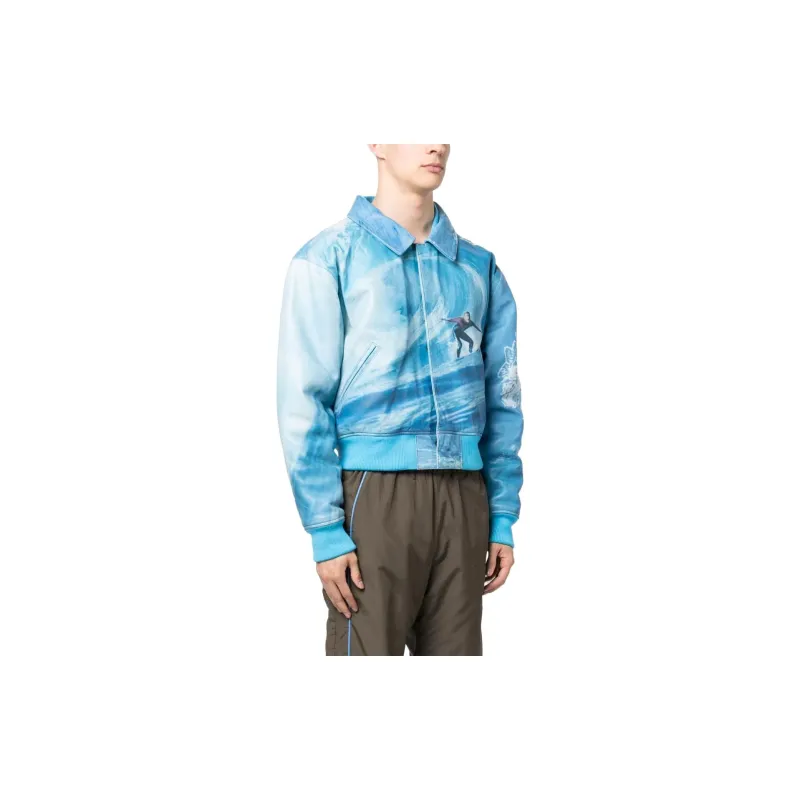 ERL Printed Leather Bomber Jacket-3
