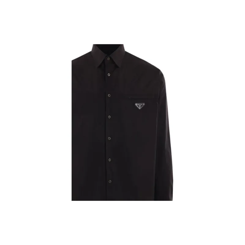 PRADA Logo Plaque Long Sleeved Shirt-4