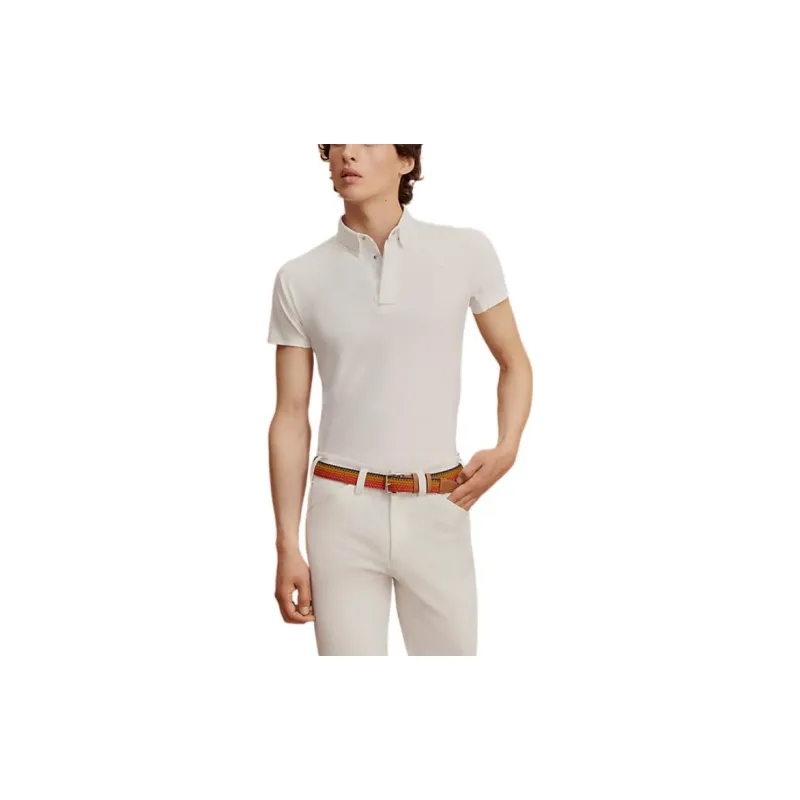 HERMES Polo Shirts Men White-2