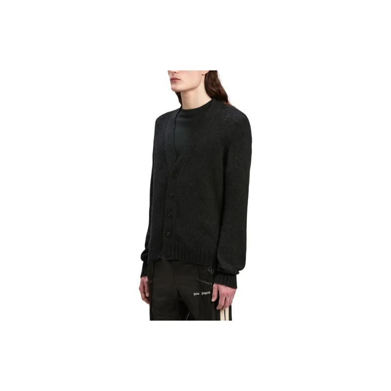 PALM ANGELS Logo Intarsia V Neck Cardigan-3