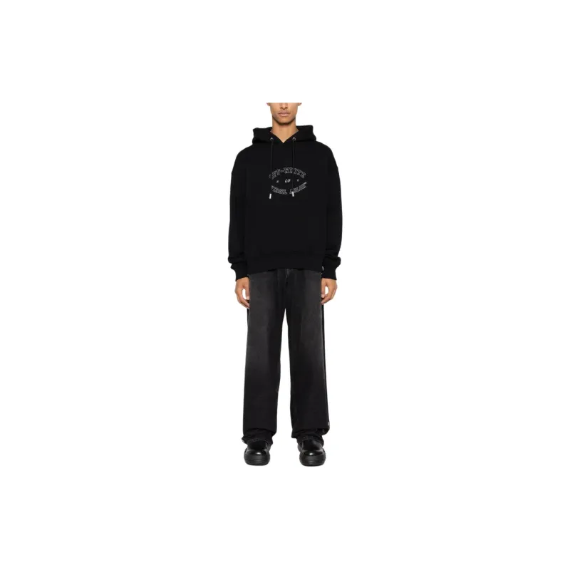 OFF WHITE Logo Printed Drawstring Hoodie-2