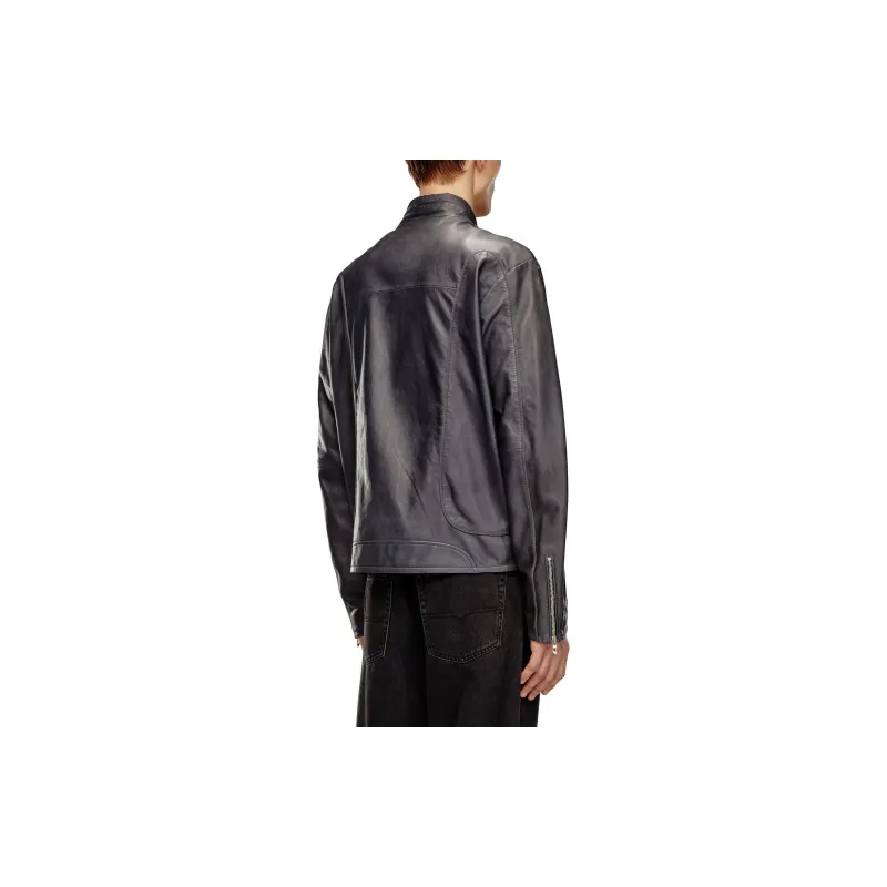DIESEL L Krix Leather Biker Jacket With Piping-3