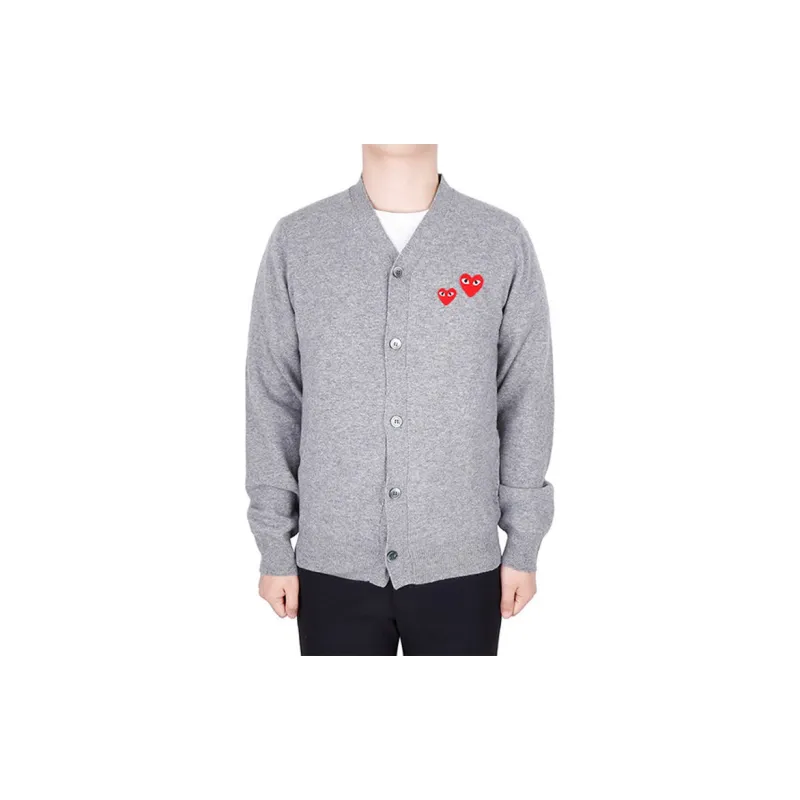Comme Des Garcons Play Double Heart Cardigan Sweater-2