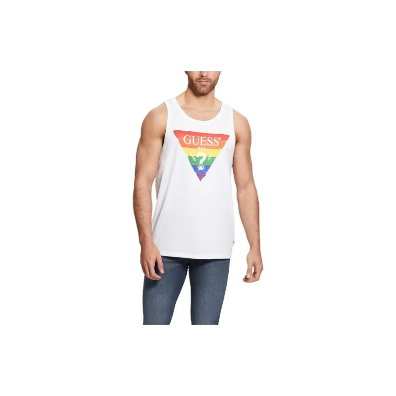 GUESS Eco Pride Logo Tank T-Shirt Men's White-2