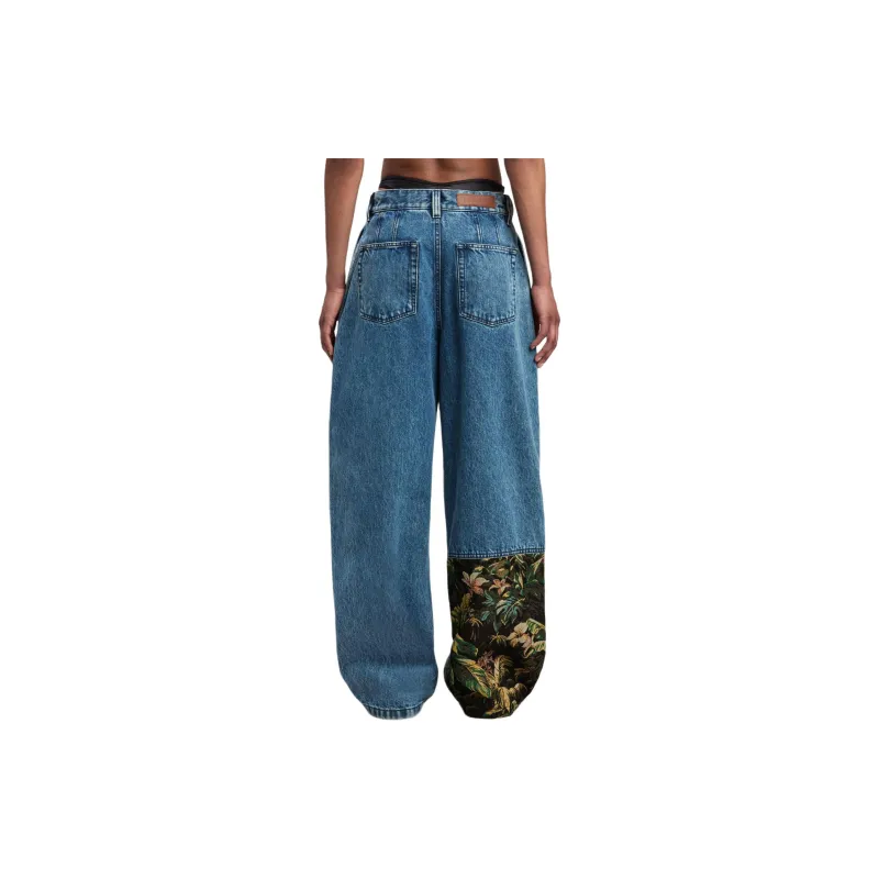 PALM ANGELS Embroidery panel Baggy Jeans-1
