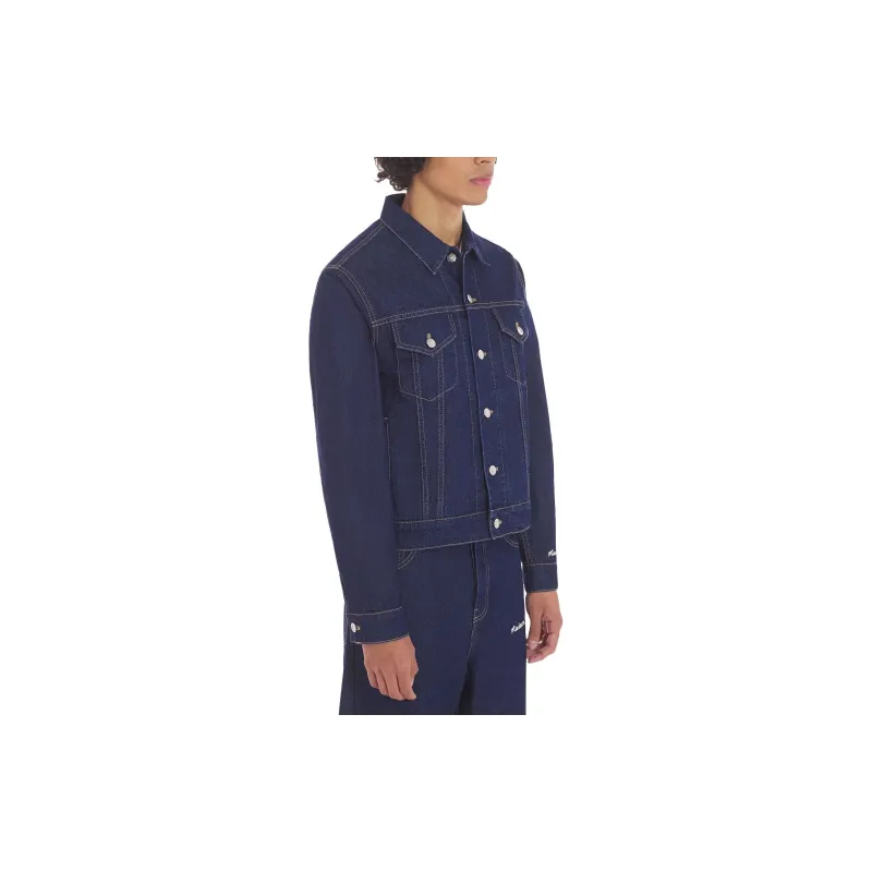 Maison Kitsune Logo embroidered Cotton Denim Jacket-4
