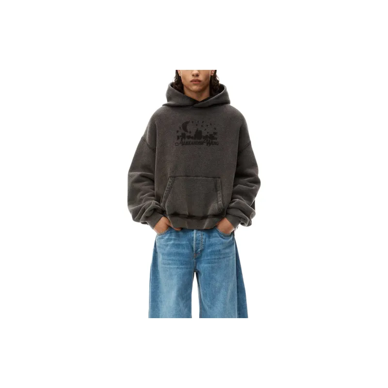 Alexander Wang Distressed Skyline Logo Graphic Hoodie-1