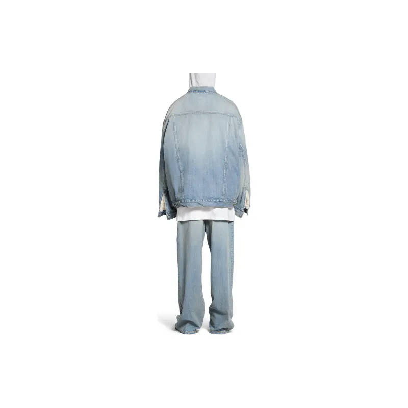Balenciaga SS24 Denim Jacket Loose Fit Style Unisex Light Blue-3