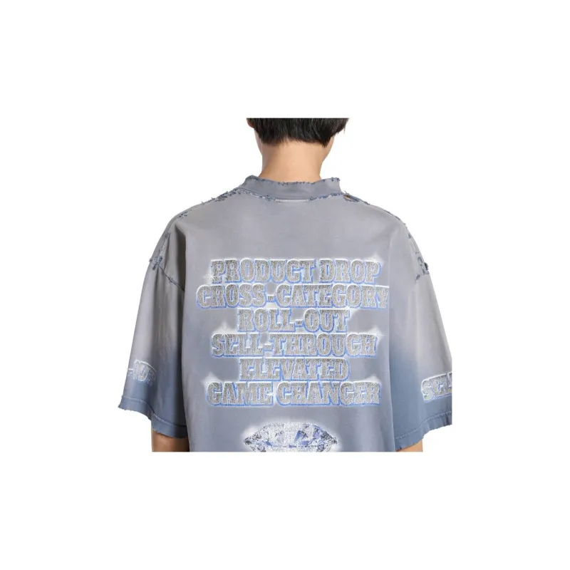 Balenciaga T Shirt Loose Fit Style Unisex Blue-6