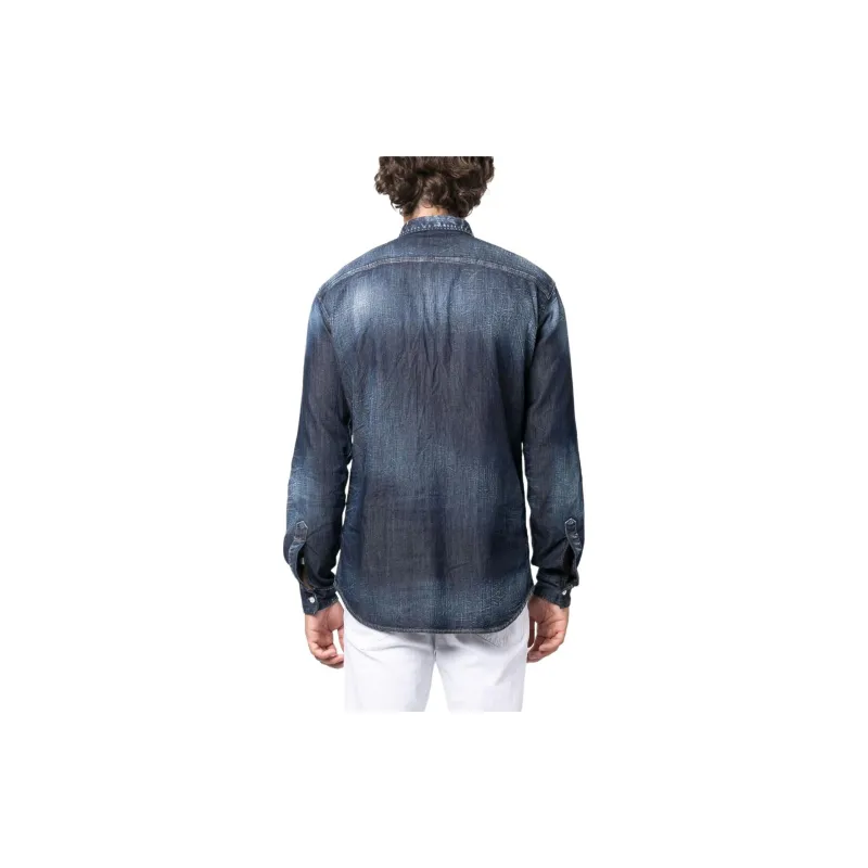 DSQUARED 2 Logo Plaque Buttoned Denim Shirt-2