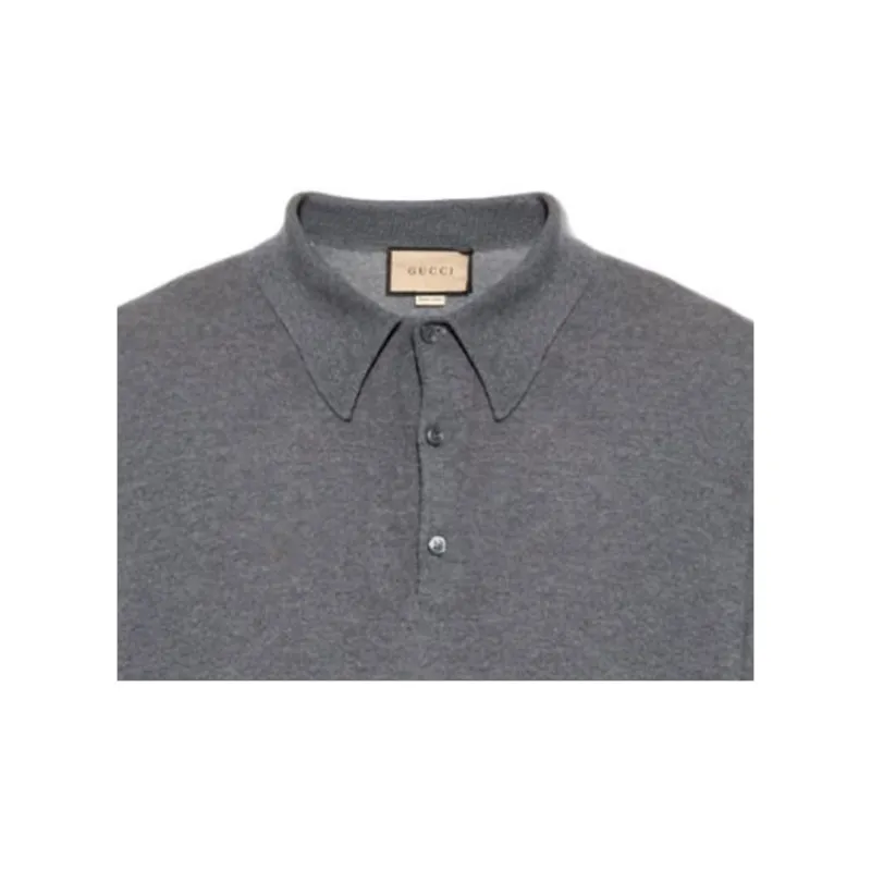 GUCCI Logo Embroidered Collared Sweater-10